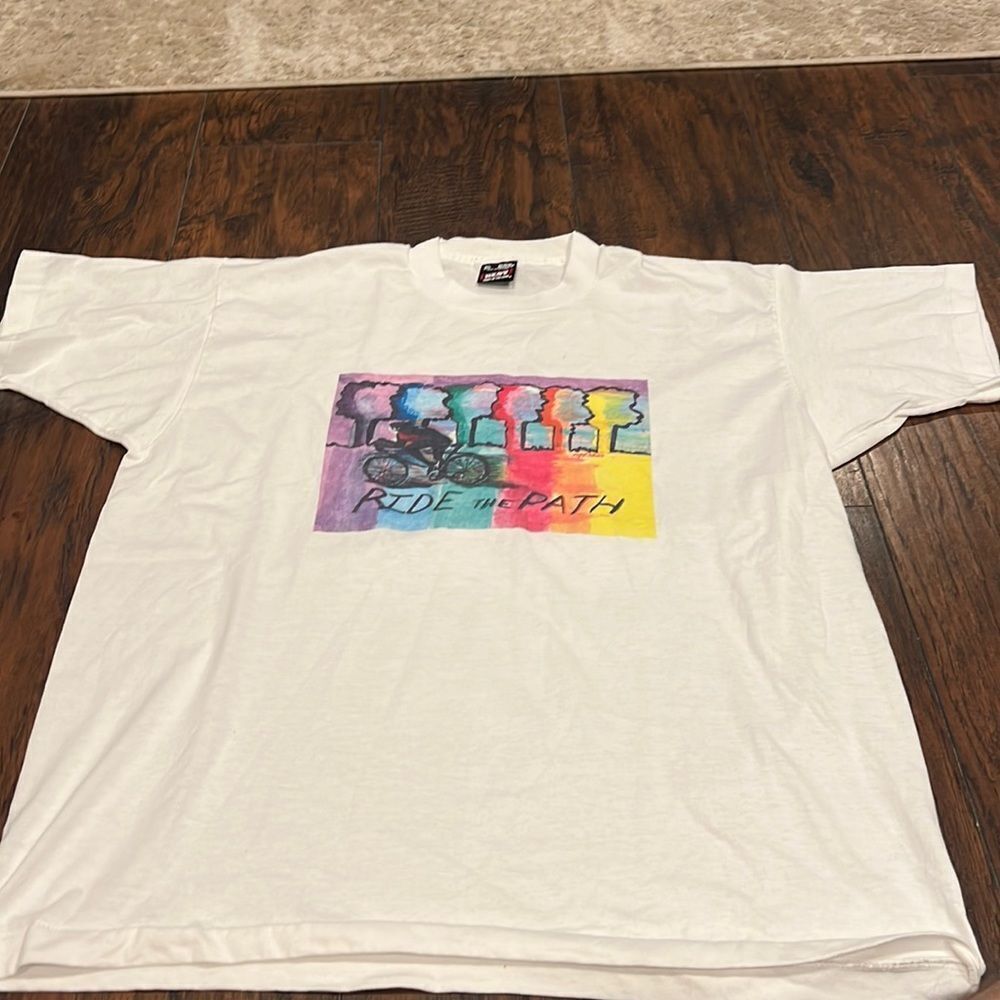vtg single stitch Ride the path tee size XL fruit of the loom tag made in USA